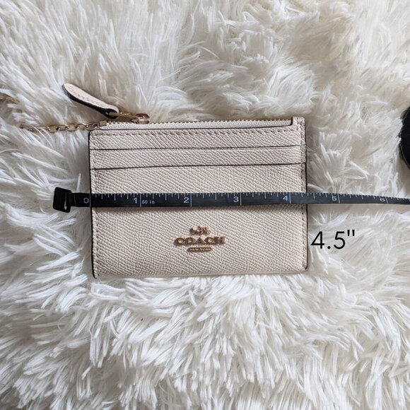 Coach, Mini Skinny ID Case, Crossgrain Leather, Chalk White, Gold Key Ring EUC - Picture 9 of 10